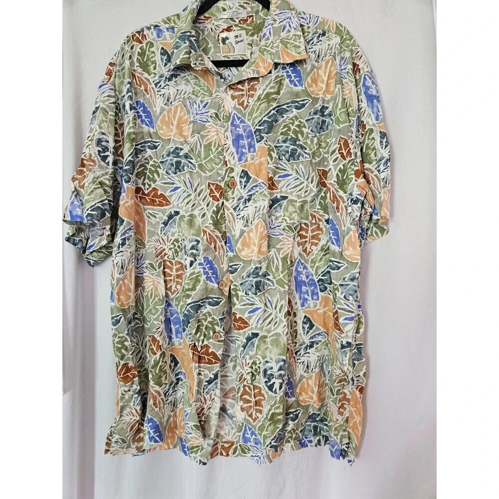 M.E Sport Hawaiian Shirt Mens XXL Palm LeavesCasual short sleeve buttons pocket